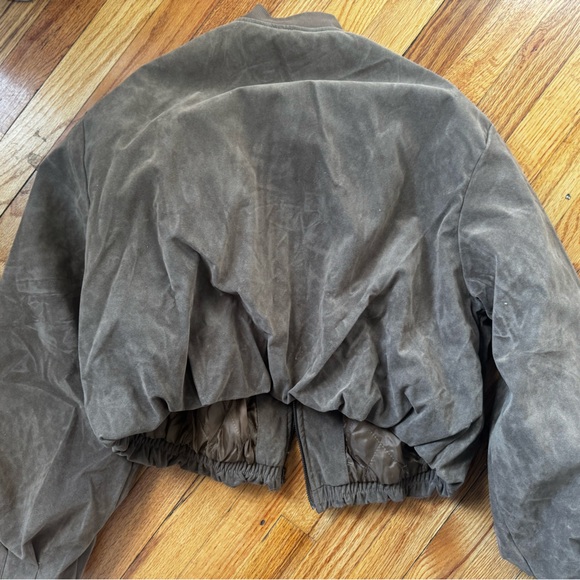 Women's Brown Suede Bomber Jacket- BRONZESNAKE - Picture 8 of 8